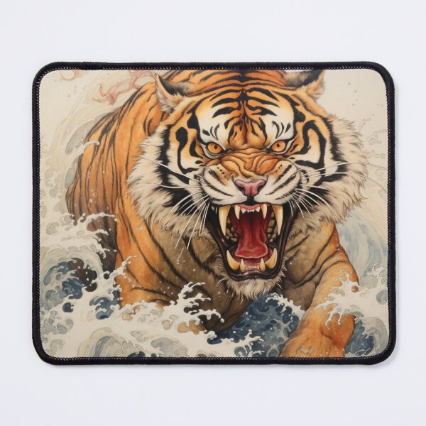 Item preview, Snarling Tiger Hokusai Style designed and sold by whitecat23.