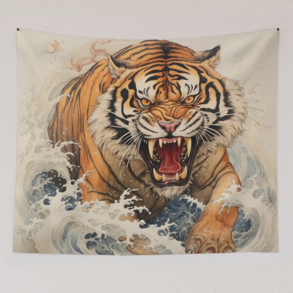 Item preview, Snarling Tiger Hokusai Style designed and sold by whitecat23.
