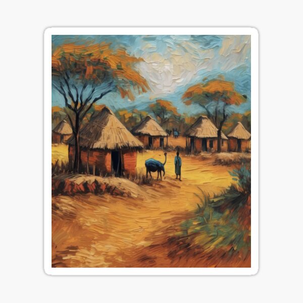 Aperçu de l'œuvre "Essence de village africain" créée et vendue par Artisticanvas.