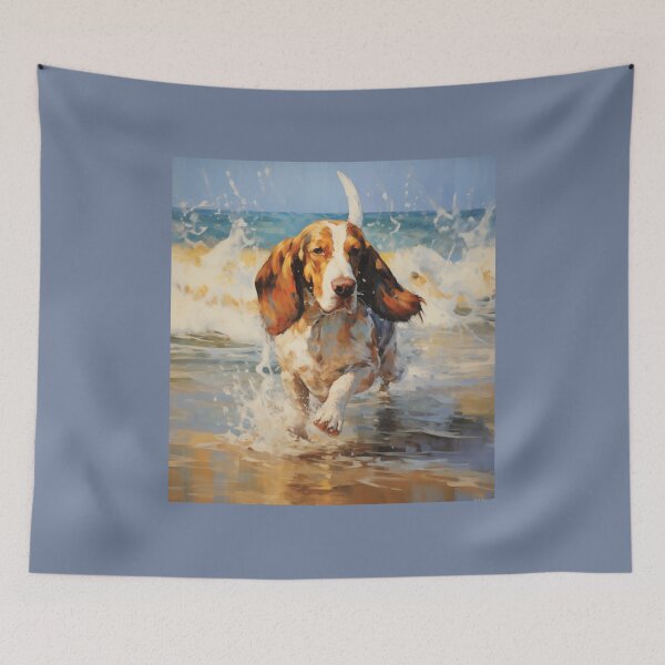 Item preview, Basset Hound on the Beach (Painting) designed and sold by Samuelsboro.