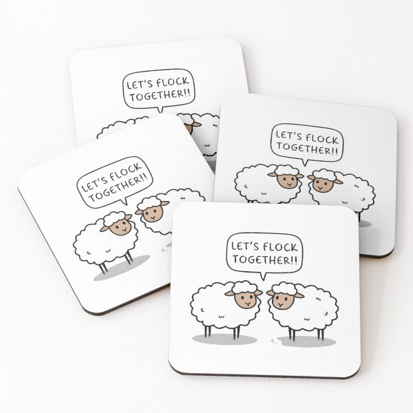 Item preview, Lets flock together, FunnyFits, FunnyFits70, Humor, Funny, Silly, Social, Sheep, Flock, illustration, Tee, Sticker designed and sold by FunnyFits70.