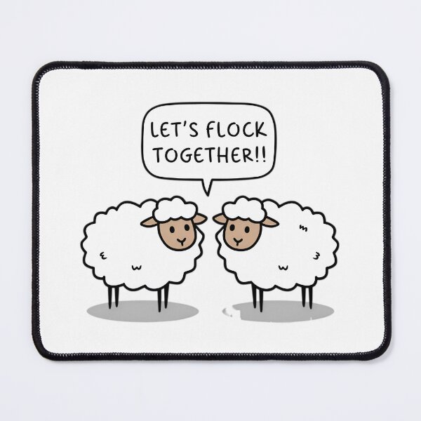 Item preview, Lets flock together, FunnyFits, FunnyFits70, Humor, Funny, Silly, Social, Sheep, Flock, illustration, Tee, Sticker designed and sold by FunnyFits70.