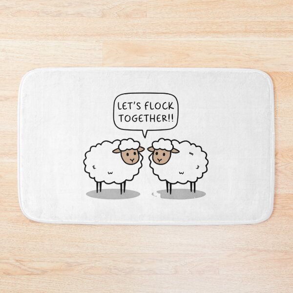 Item preview, Lets flock together, FunnyFits, FunnyFits70, Humor, Funny, Silly, Social, Sheep, Flock, illustration, Tee, Sticker designed and sold by FunnyFits70.
