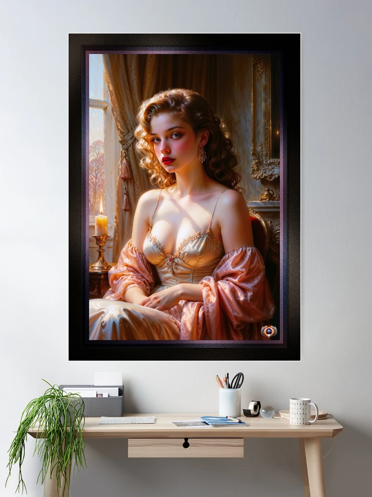 An Enchanting Victorian Beauty In Golden Sunset Lighting Captivating AI Concept Art by Xzendor7 Room Decor Poster Art Print Portrait 