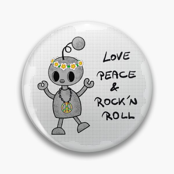 Item preview, Stonybot robot hippie love peace rocknroll designed and sold by Pezi-Creation.