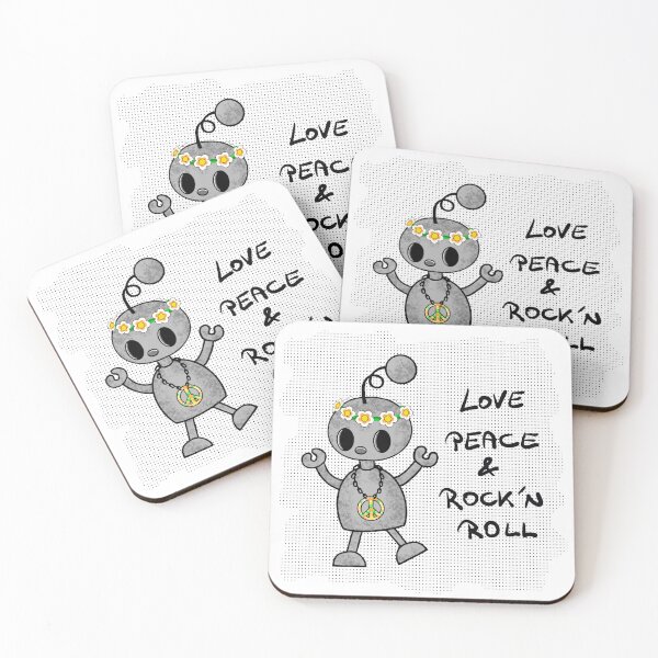 Item preview, Stonybot robot hippie love peace rocknroll designed and sold by Pezi-Creation.