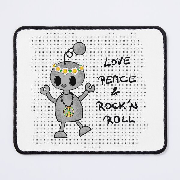 Item preview, Stonybot robot hippie love peace rocknroll designed and sold by Pezi-Creation.
