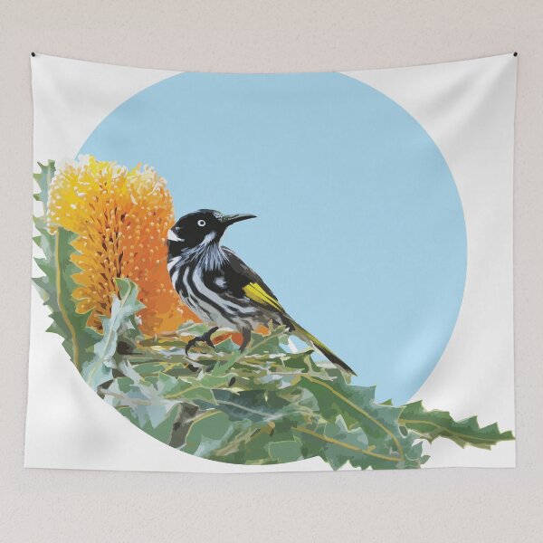 Item preview, New Holland Honeyeater on Banksia designed and sold by Blepo78.