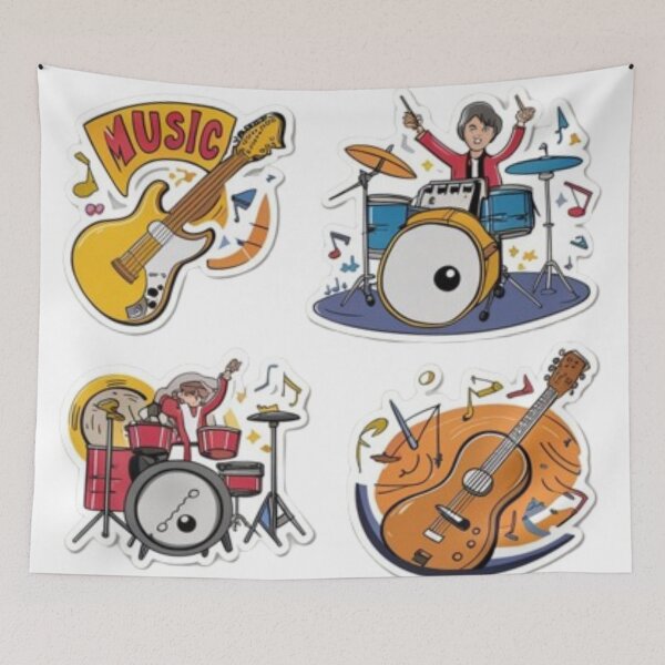 Item preview, Music instrument themed sticker set designed and sold by catcraftss.