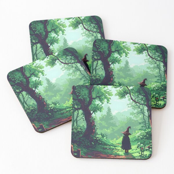 Item preview, Little witch in the forest PIXEL ART designed and sold by HappyStickBike.
