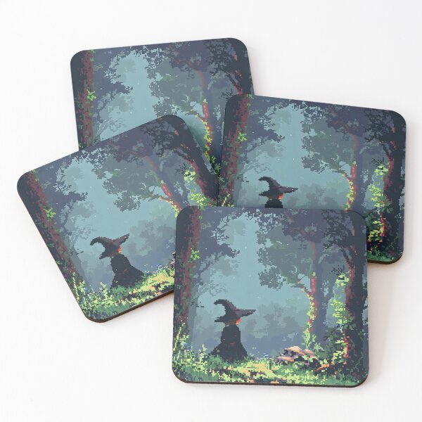 Item preview, Little witch in magic forest PIXEL ART designed and sold by HappyStickBike.