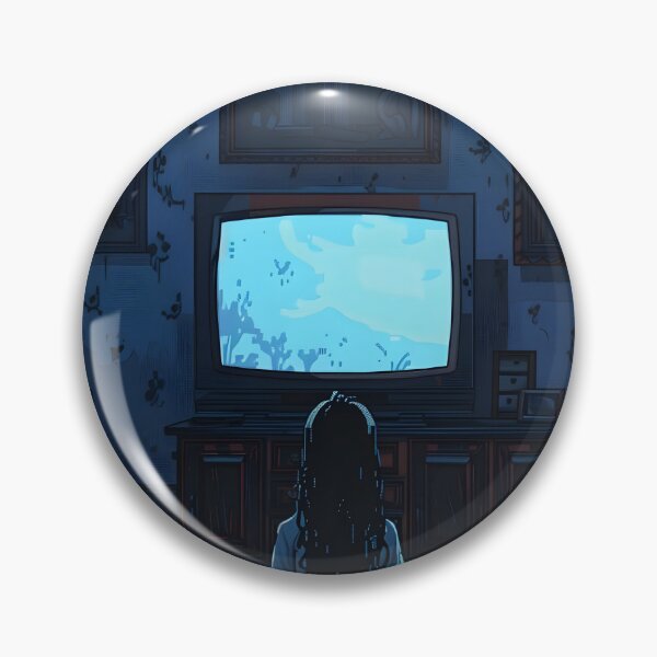Item preview, Girl watching TV in a dark room PIXEL ART designed and sold by HappyStickBike.