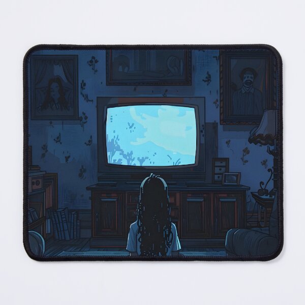 Item preview, Girl watching TV in a dark room PIXEL ART designed and sold by HappyStickBike.