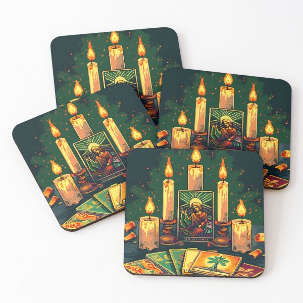 Item preview, Tarot cards surrounded by candles PIXEL ART designed and sold by HappyStickBike.