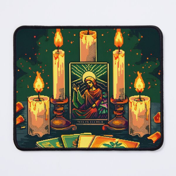 Item preview, Tarot cards surrounded by candles PIXEL ART designed and sold by HappyStickBike.