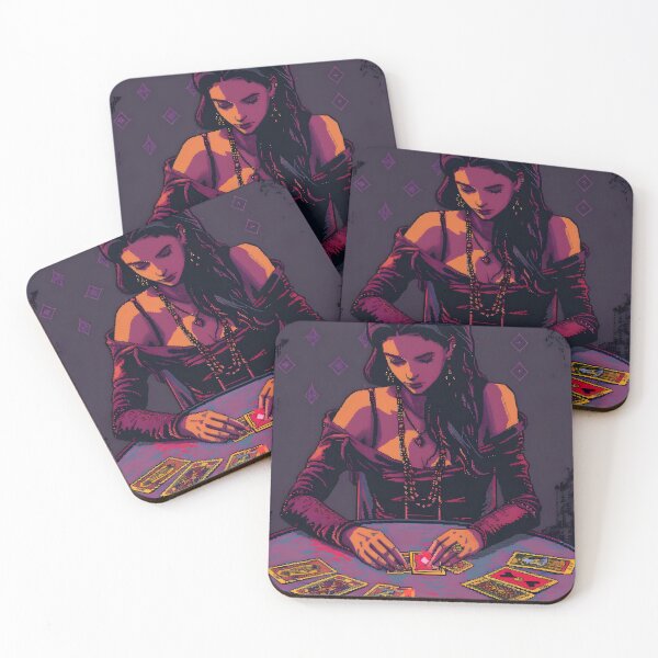 Item preview, Woman doing tarot reading PIXEL ART designed and sold by HappyStickBike.