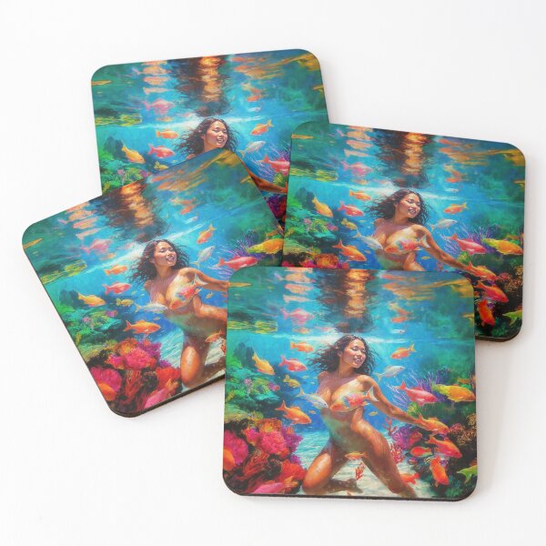 Item preview, Polynesian Wahine Blissful Underwater Snorkeling- Pacific Islands Series designed and sold by AUTHENTIC AMERICANA ARTS.