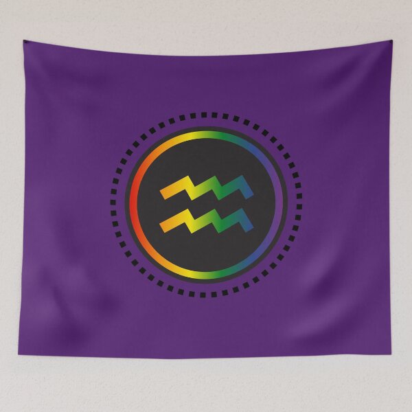 Item preview, Aquarius Star Sign Graphic LGBTQ, Aquarius Symbol graphic with rainbow background, Horoscope Unisex T-shirt, LGBTQ Astrology tees gift ideas, Astrology tees,  designed and sold by PrideBeProud.