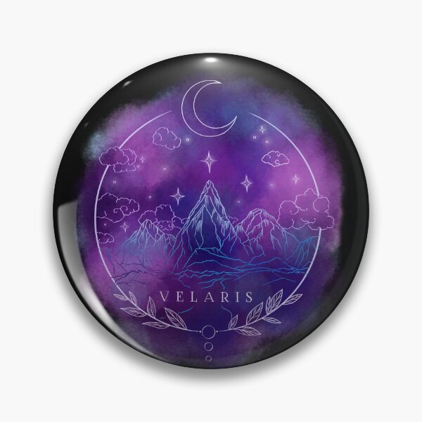 Item preview, Velaris print blue purple with stars moon and mountains designed and sold by FunkenflugPrint.