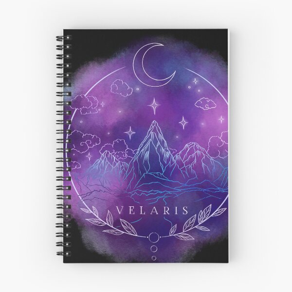Item preview, Velaris print blue purple with stars moon and mountains designed and sold by FunkenflugPrint.