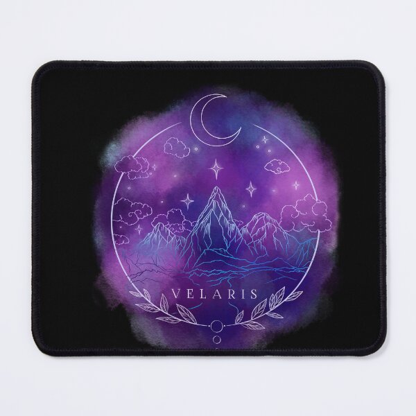 Item preview, Velaris print blue purple with stars moon and mountains designed and sold by FunkenflugPrint.