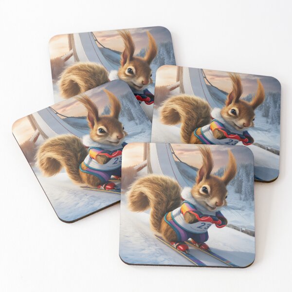 Item preview, A squirrel as a ski jumper. designed and sold by MyHappyArtShop.