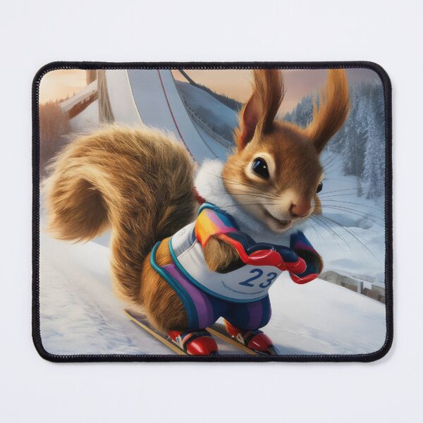 Item preview, A squirrel as a ski jumper. designed and sold by MyHappyArtShop.