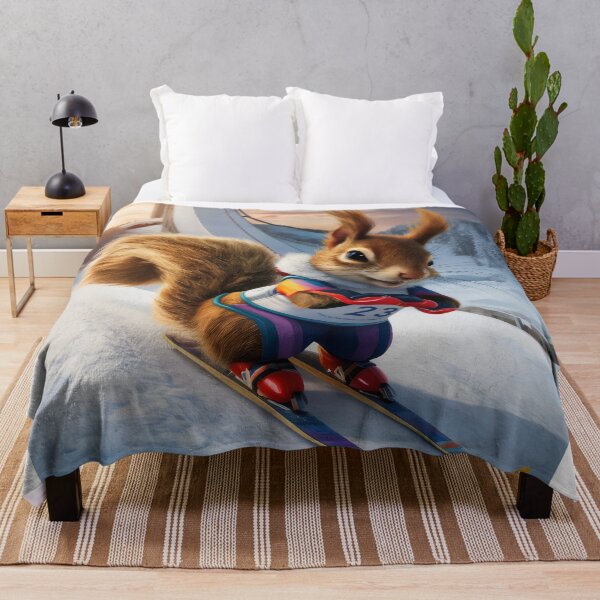 Item preview, A squirrel as a ski jumper. designed and sold by MyHappyArtShop.