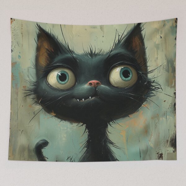 Item preview, Whimsical Black Cat with Big Eyes designed and sold by Chip Barber.