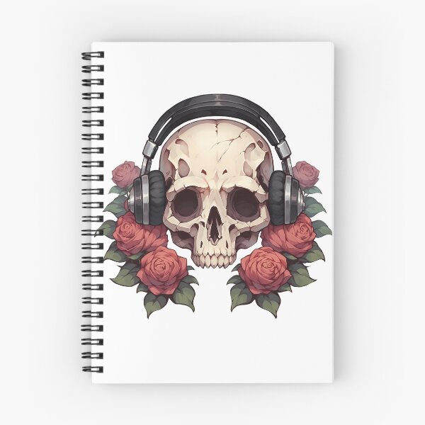 Item preview, Calavera con auriculares con rosas. designed and sold by Q Q.