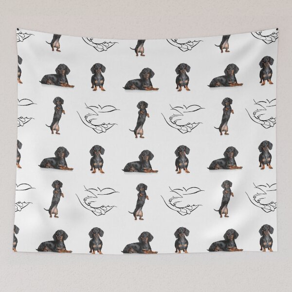 Item preview, Black dachshund pattern designed and sold by Kajiart.
