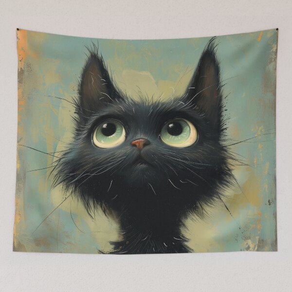 Item preview, Curious Black Cat with Wide Eyes designed and sold by Chip Barber.