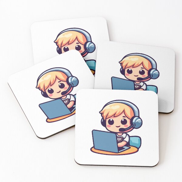 Item preview, Cute Gamer Boy with Headset and Laptop Cartoon designed and sold by Akioos.
