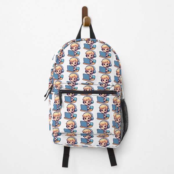 Item preview, Cute Gamer Boy with Headset and Laptop Cartoon designed and sold by Akioos.