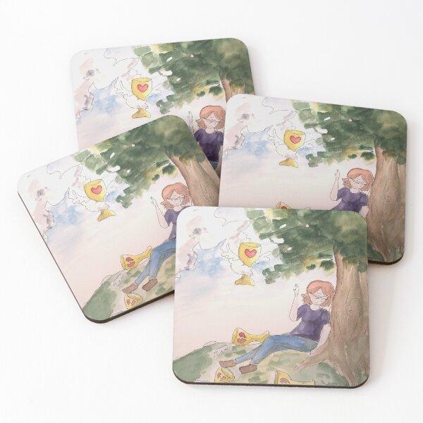 Item preview, four of cups tarot melancholy watercolor print designed and sold by Skaetlett.