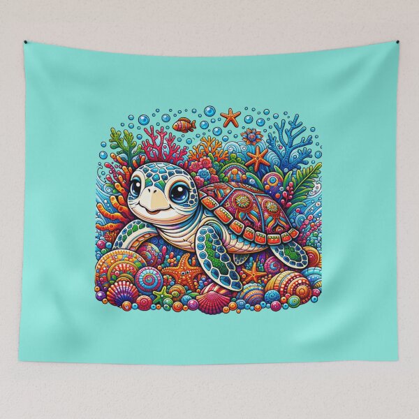 Item preview, Cute and Happy Sea Turtle Vacation Style Summer Time designed and sold by AnalajiaDesigns.