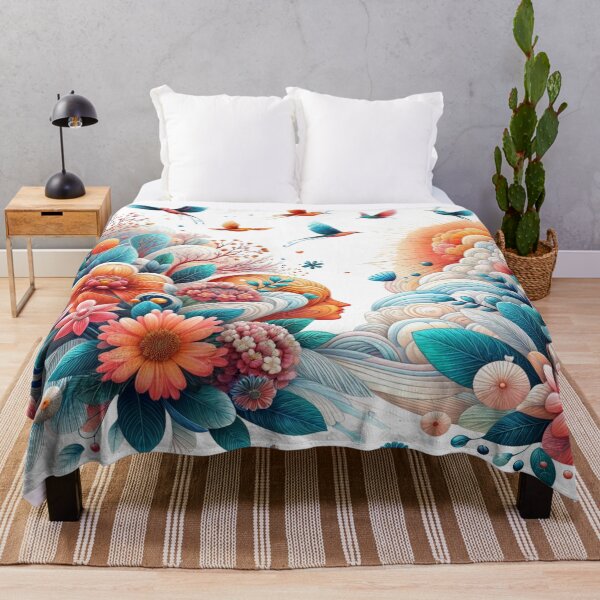 Item preview, Vibrant Bird and Floral Illustration for Stunning Bedding designed and sold by Ulykit.