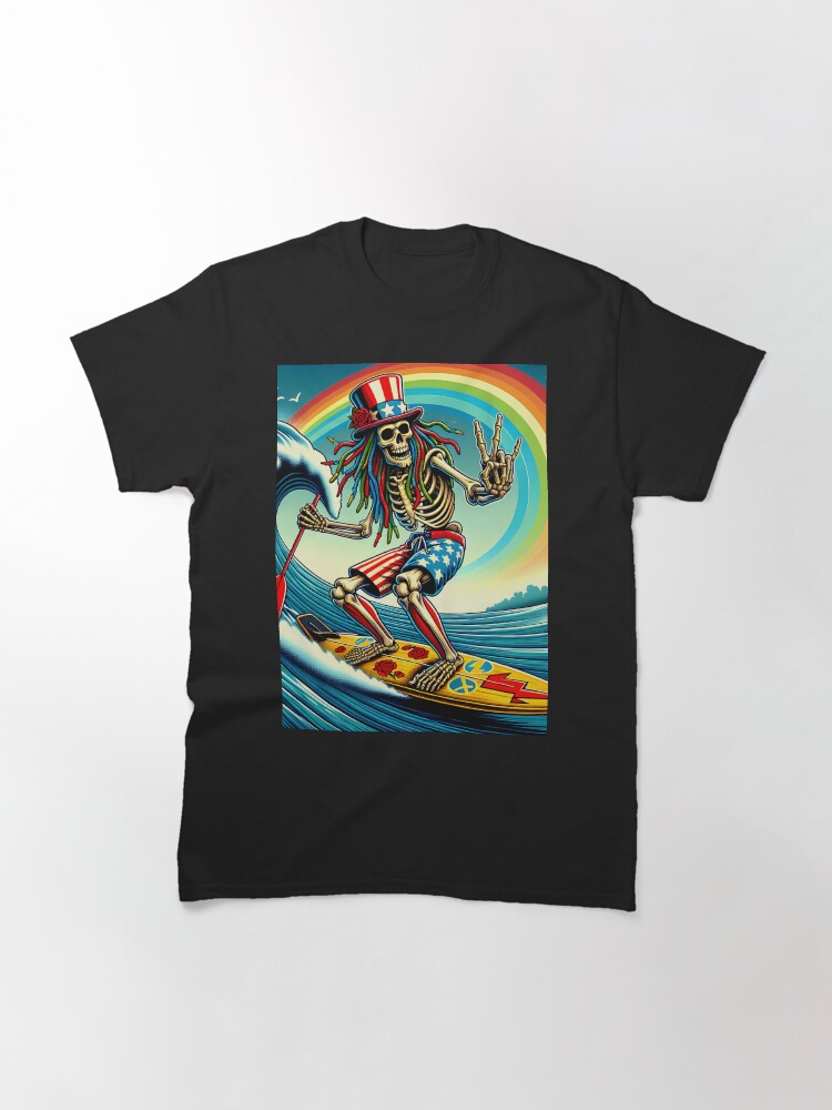 Thumbnail 3 of 7, Classic T-Shirt, Uncle Skelly Psychedelic Surf Legend designed and sold by HippieFarms11.