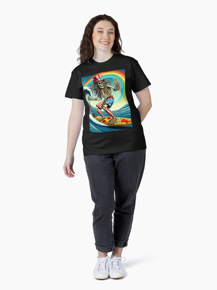 Thumbnail 4 of 7, Classic T-Shirt, Uncle Skelly Psychedelic Surf Legend designed and sold by HippieFarms11.
