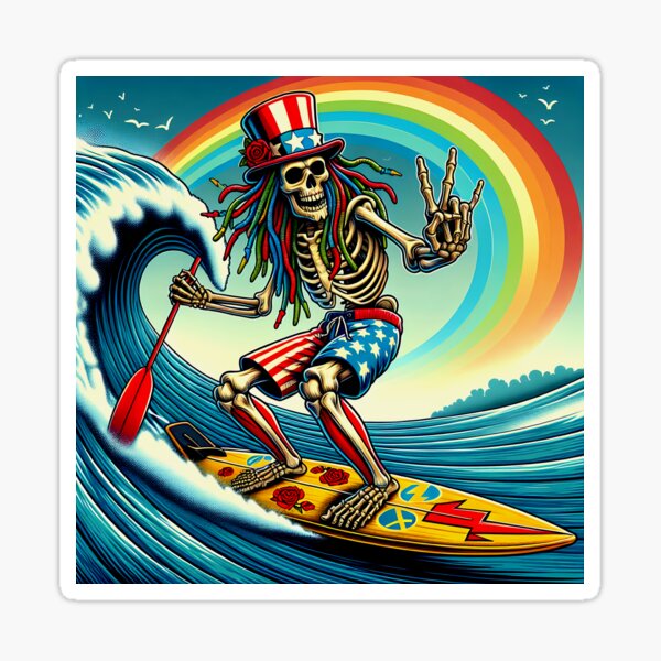 Vista previa del artículo con la obra «Leyenda del surf psicodélico del tío Skelly», diseñado y vendido por HippieFarms11.
