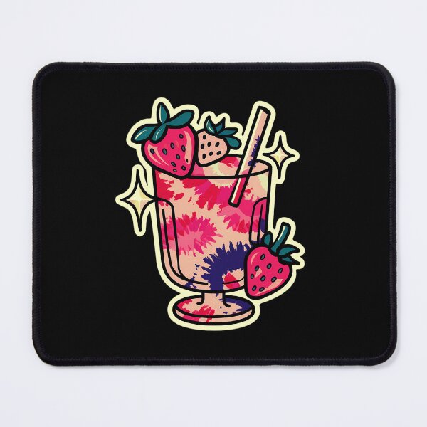 Item preview, funny tie-dye strawberry-themed drink in a glass designed and sold by MotivaChic.