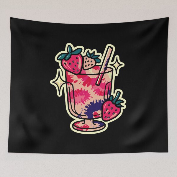 Item preview, funny tie-dye strawberry-themed drink in a glass designed and sold by MotivaChic.