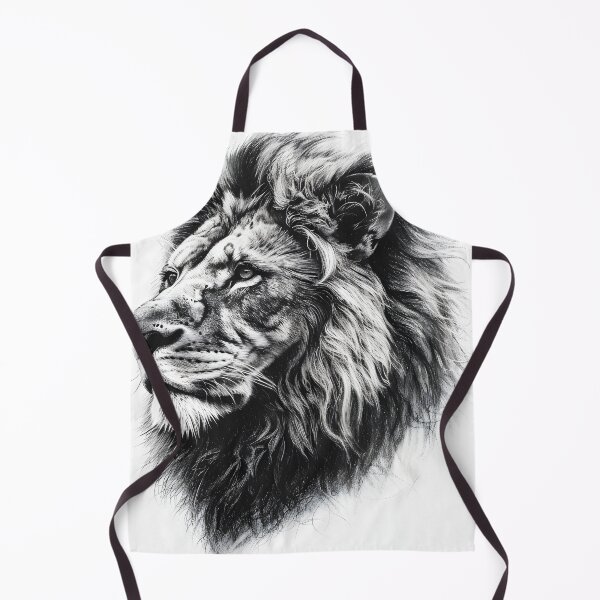 Item preview, Black and white lion pencil drawing designed and sold by Pencil-Art.