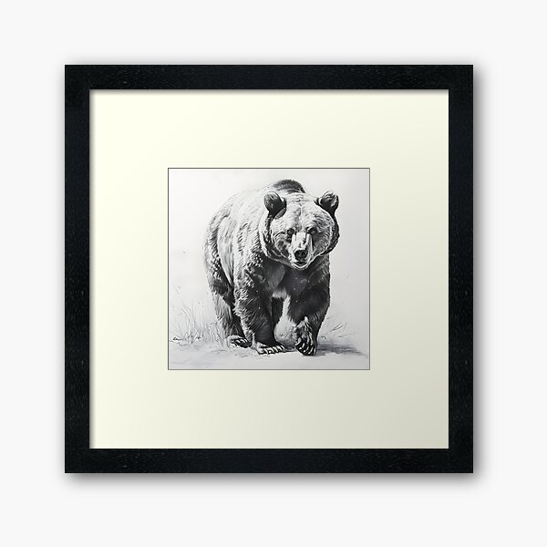Item preview, Black and White bear pencil drawing designed and sold by Pencil-Art.