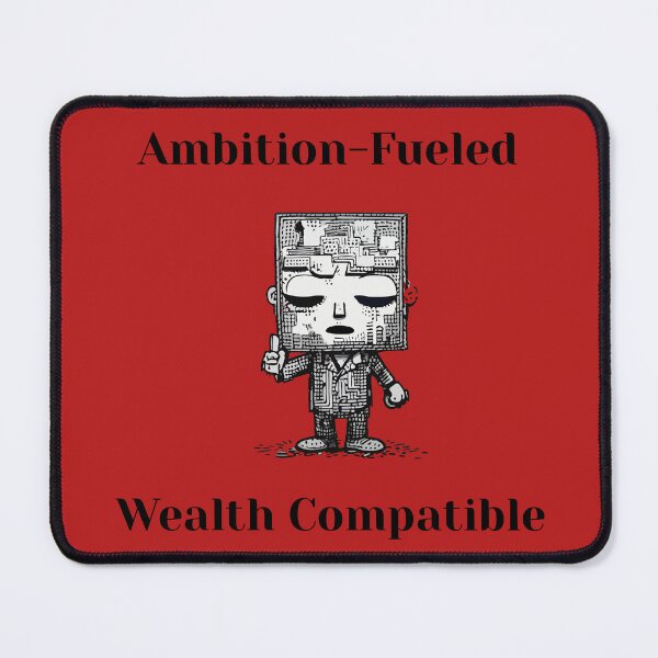 Item preview, Ambition-Fueled, Wealth Compatible - motivational quote, a business man cartoon designed and sold by ChuckleCharmz.