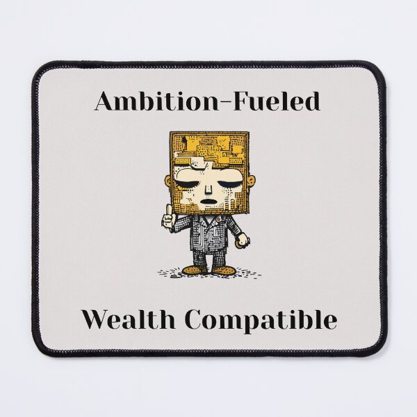 Item preview, Ambition-Fueled, Wealth Compatible - motivational quote, a business man cartoon designed and sold by ChuckleCharmz.