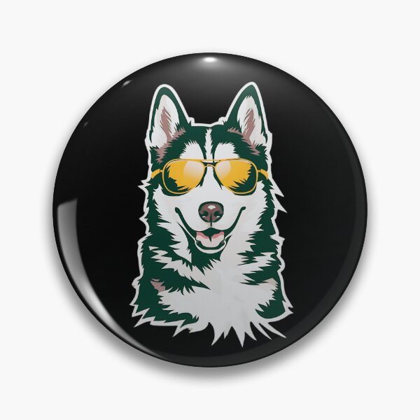 Item preview, stylized illustration of a cool dog, likely a Husky or similar breed, wearing orange aviator sunglasses designed and sold by MotivaChic.