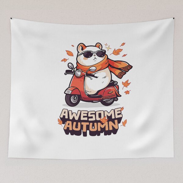 Item preview, Awesome Autumn Fall Hamster on Wheels designed and sold by MerrileeWorley.