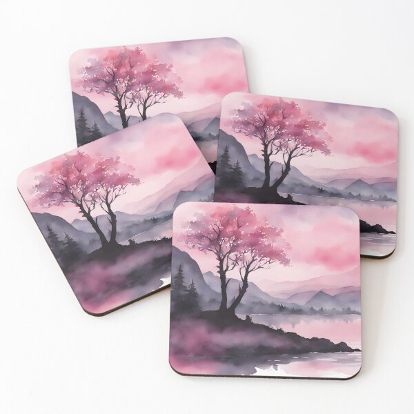 Item preview, Pink Silhouette Lake View designed and sold by CalmnessbyChoice.