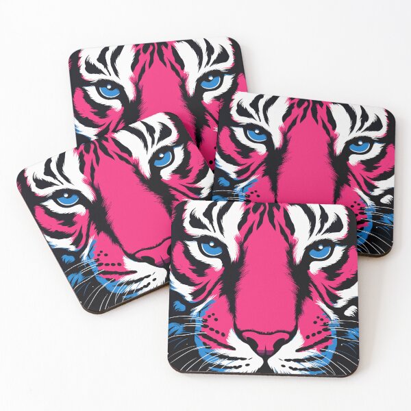 Item preview, Amazing Pink tiger blue eyes portrait designed and sold by EmeraldeaArt.